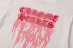 Pink Drip Script Logo White T-Shirt™