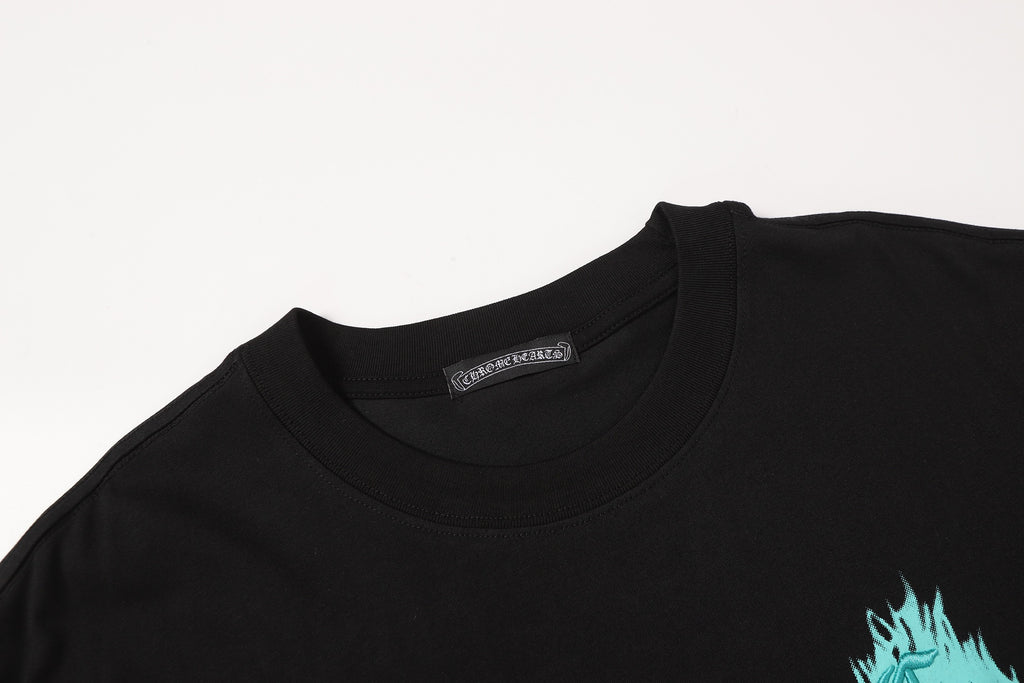 Cyan Drip Script Logo Black T-Shirt™