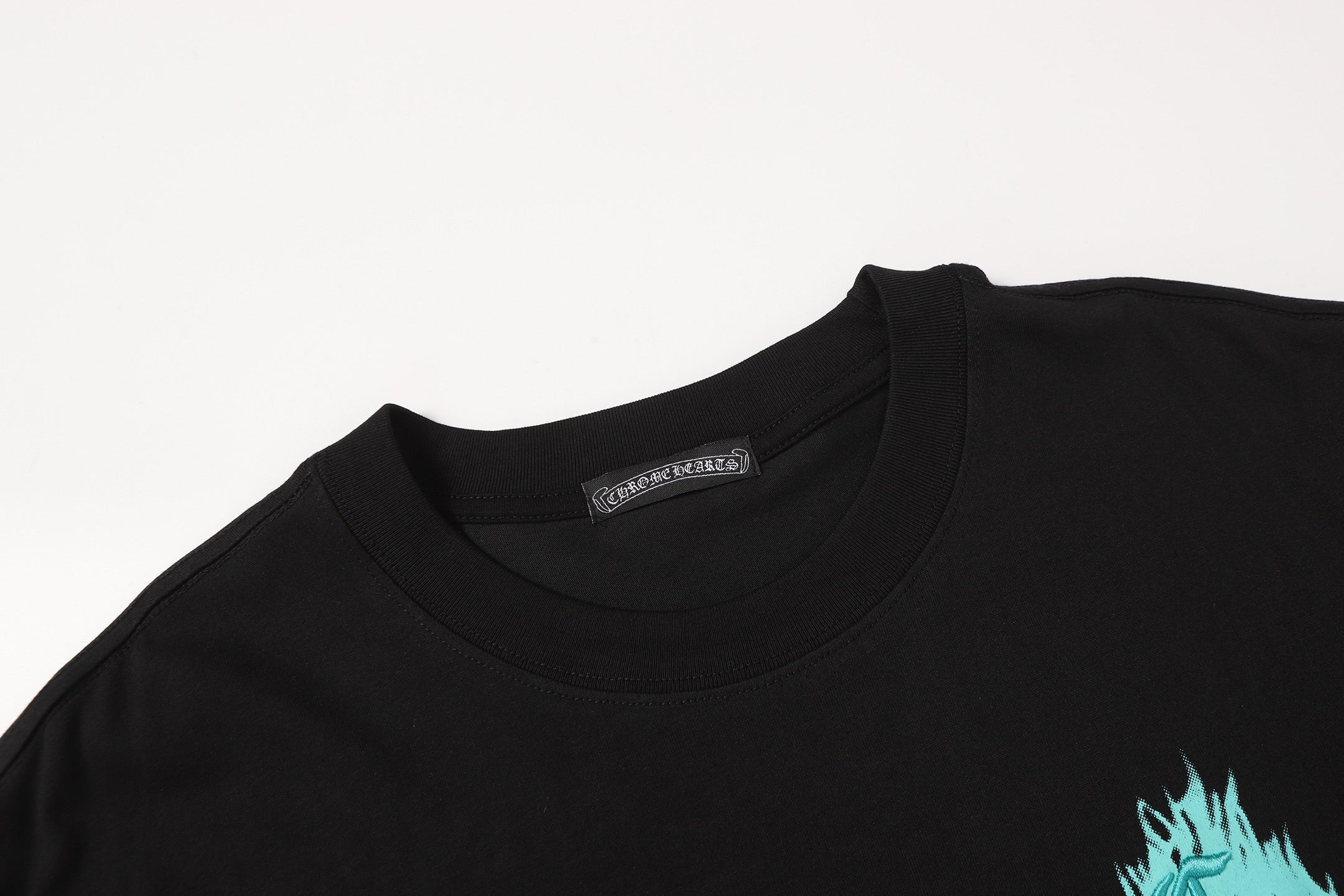 Cyan Drip Script Logo Black T-Shirt™