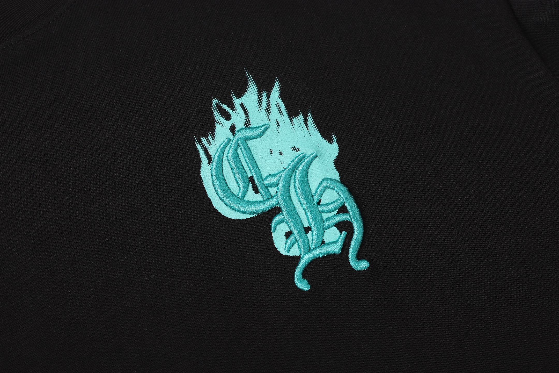 Cyan Drip Script Logo Black T-Shirt™
