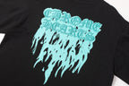 Cyan Drip Script Logo Black T-Shirt™