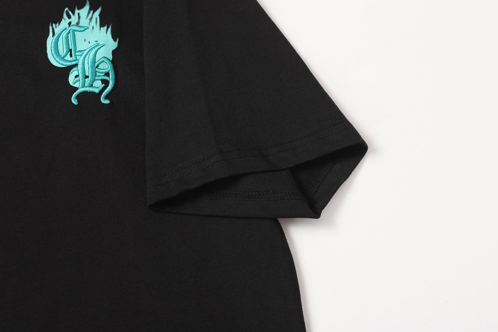 Cyan Drip Script Logo Black T-Shirt™