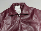 ER* Embroidered Graphic Burgundy Leather Jacket™