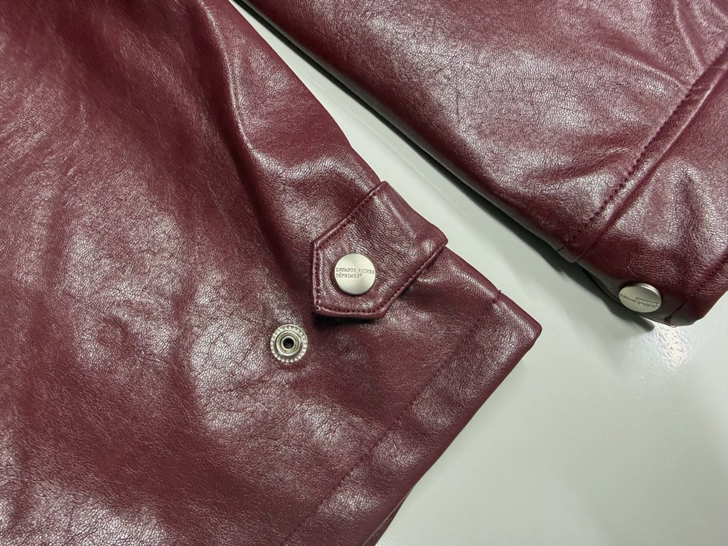 ER* Embroidered Graphic Burgundy Leather Jacket™