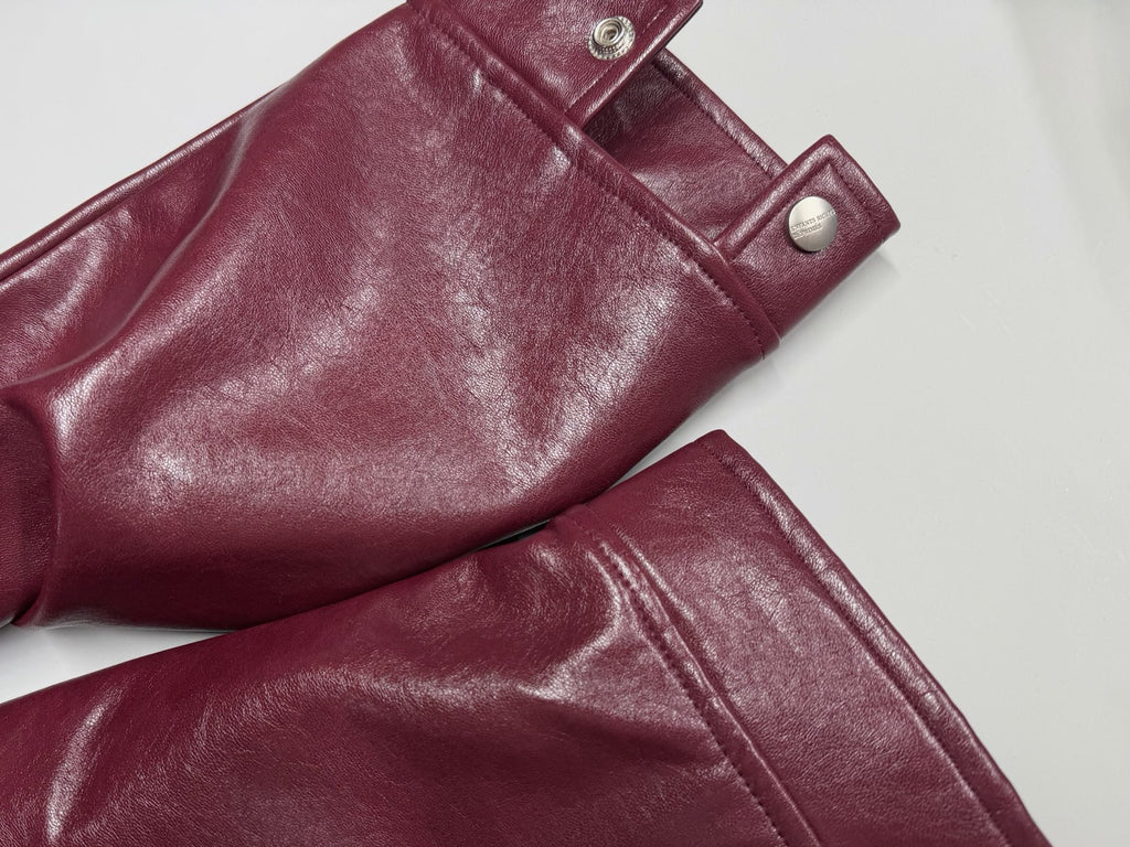 ER* Embroidered Graphic Burgundy Leather Jacket™