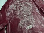 ER* Embroidered Graphic Burgundy Leather Jacket™