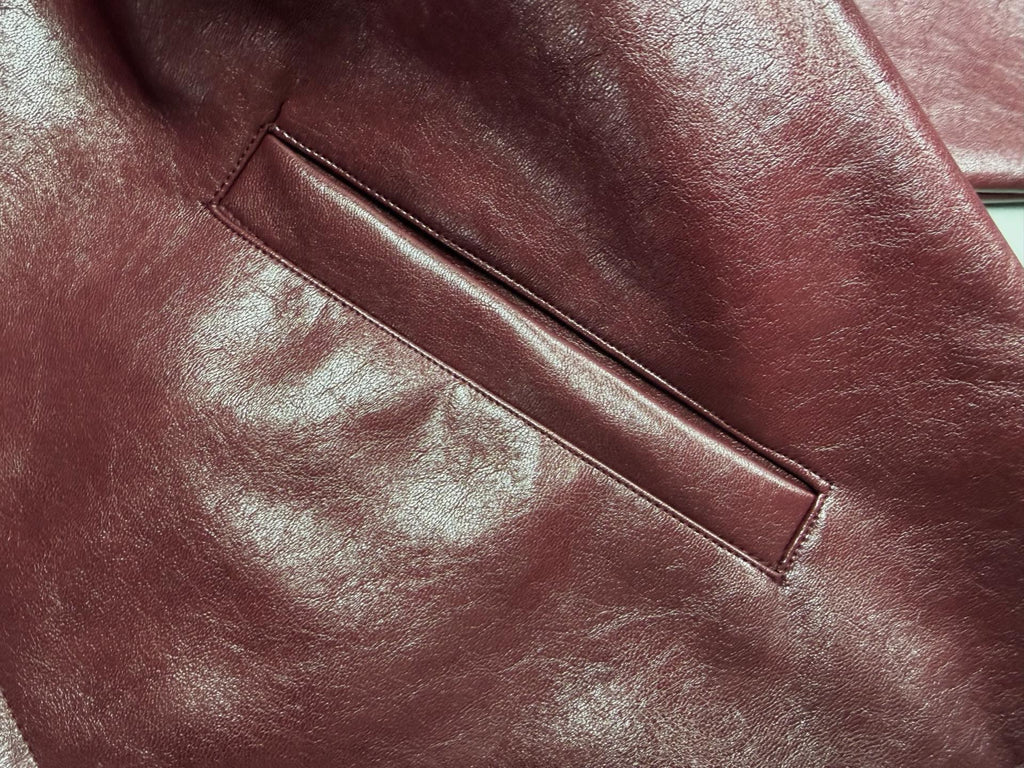 ER* Embroidered Graphic Burgundy Leather Jacket™