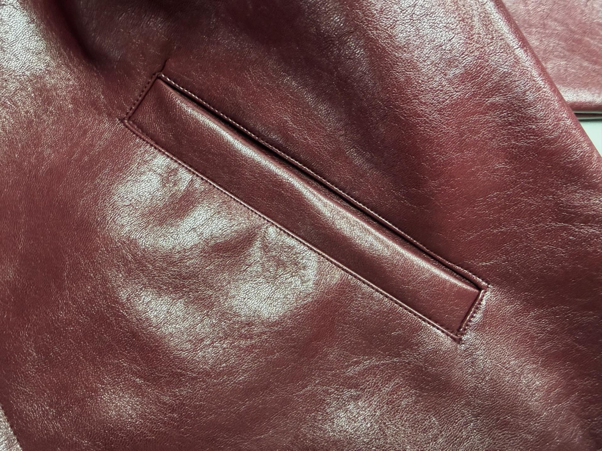 ER* Embroidered Graphic Burgundy Leather Jacket™
