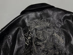 ER* Embroidered Graphic Black Leather Jacket™