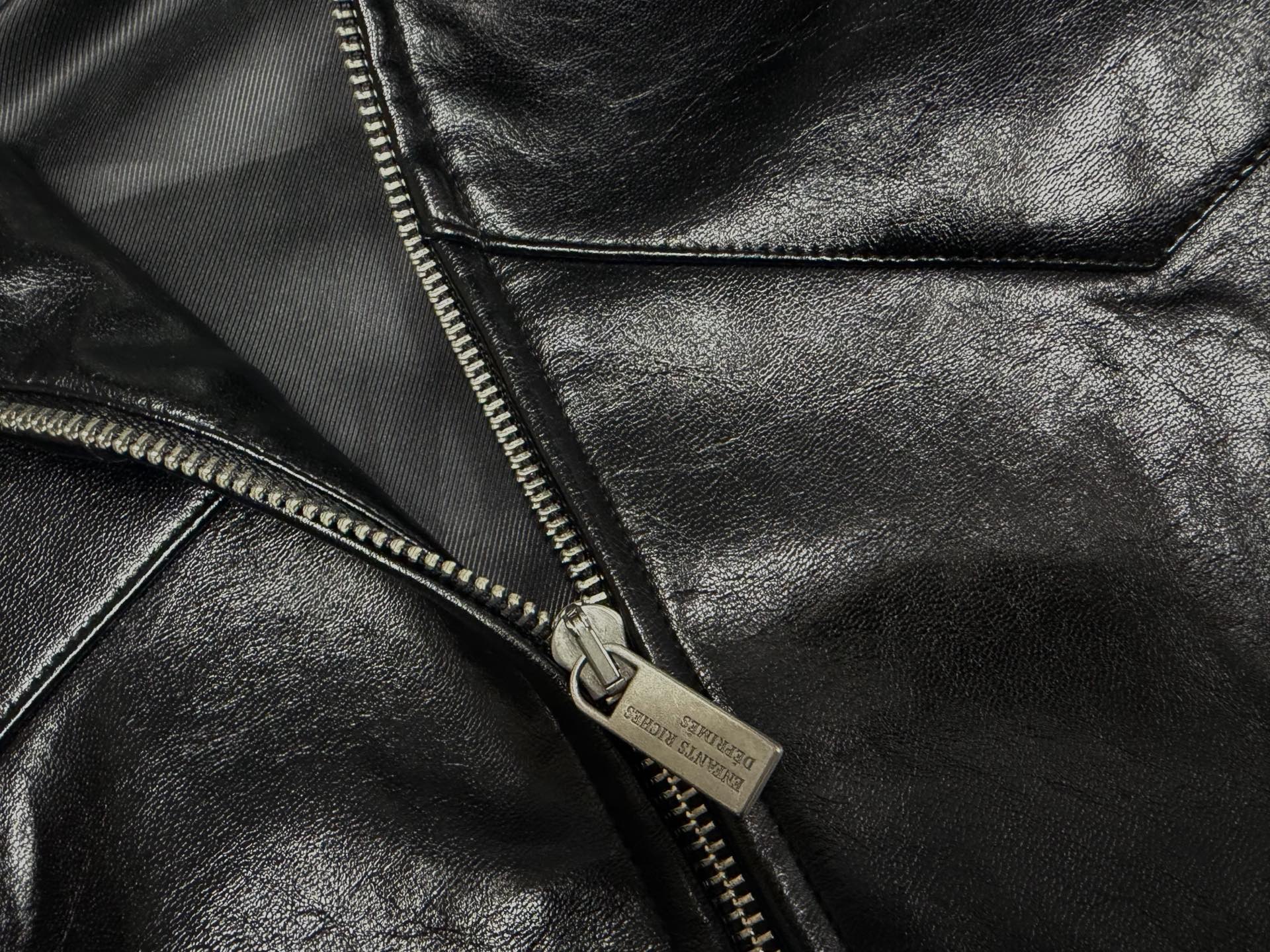 ER* Embroidered Graphic Black Leather Jacket™