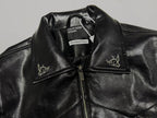 ER* Embroidered Graphic Black Leather Jacket™