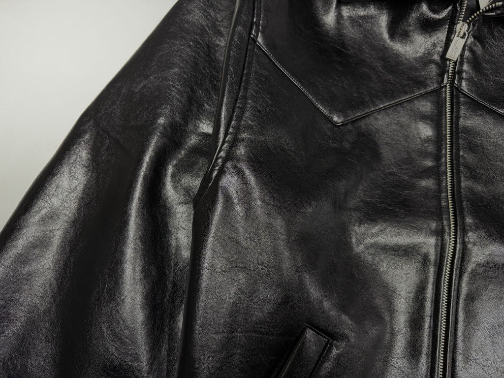 ER* Embroidered Graphic Black Leather Jacket™
