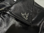 ER* Embroidered Graphic Black Leather Jacket™