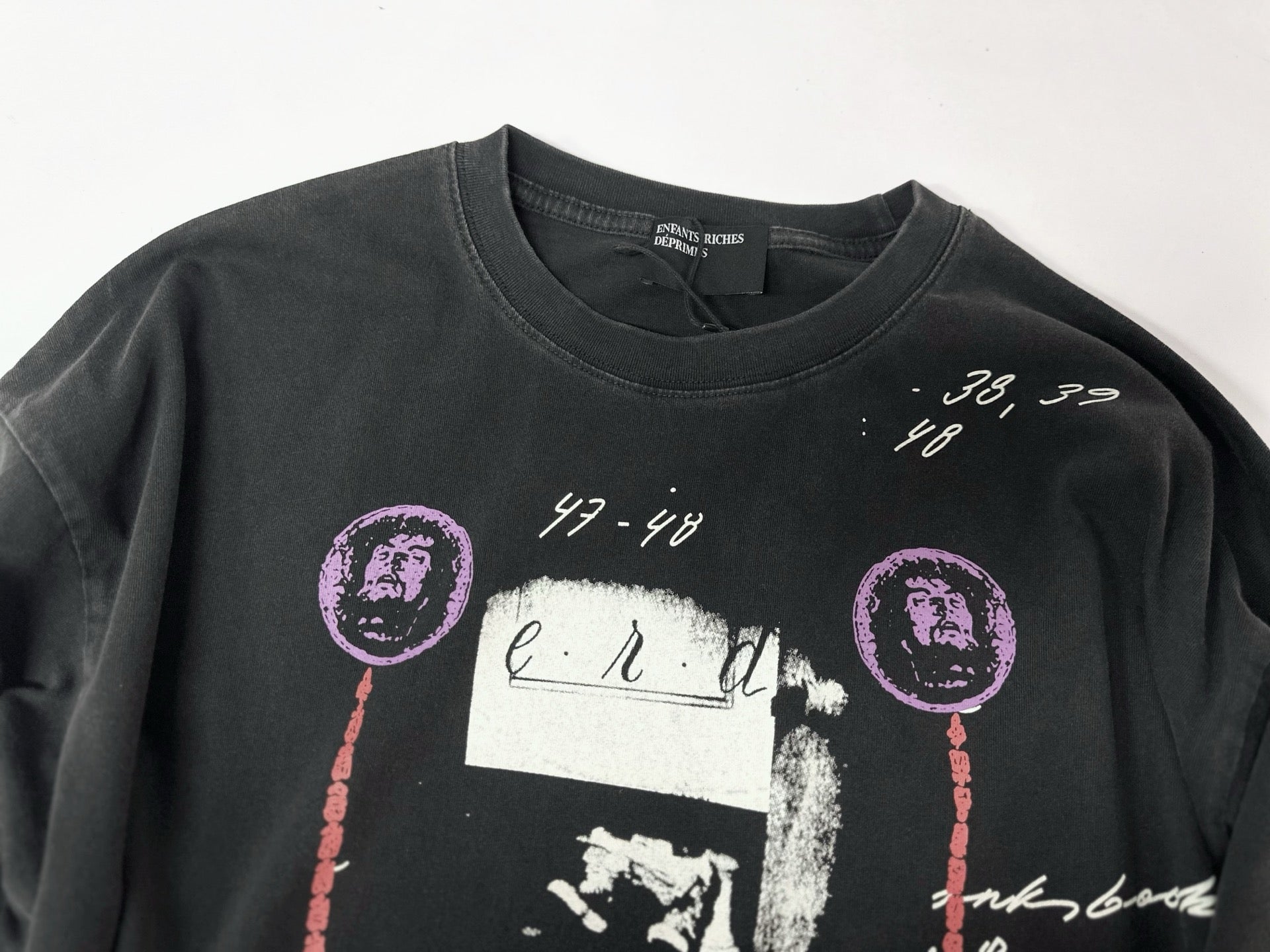 ER* Sleeve Print Washed Black Long Sleeve Shirt™