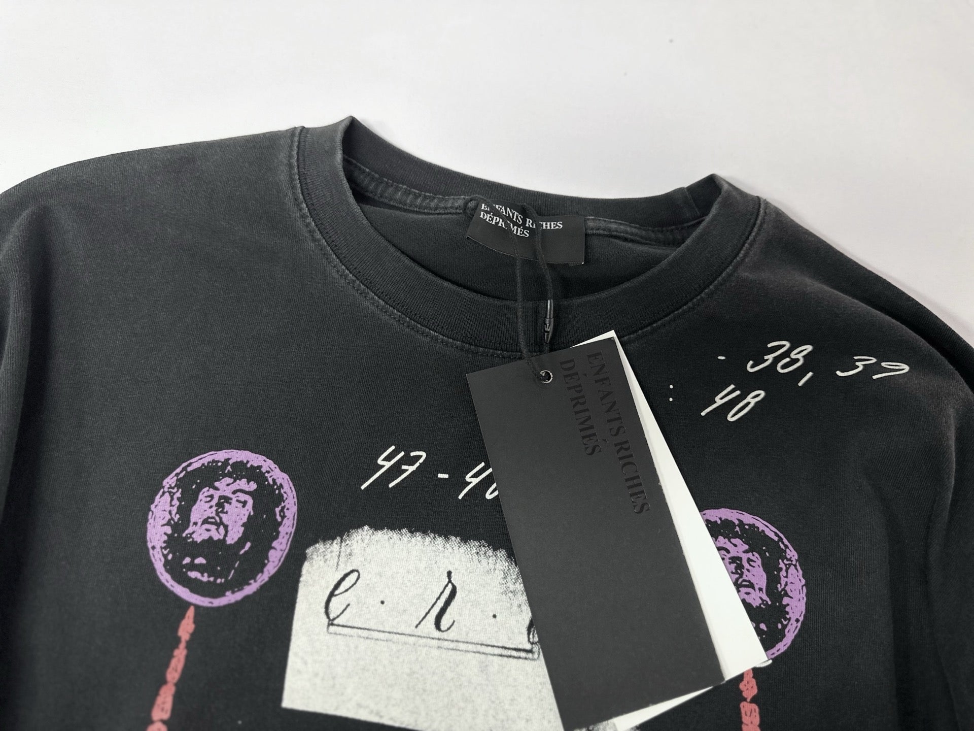ER* Sleeve Print Washed Black Long Sleeve Shirt™