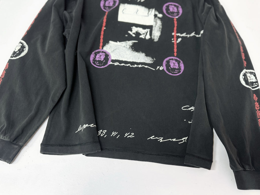ER* Sleeve Print Washed Black Long Sleeve Shirt™