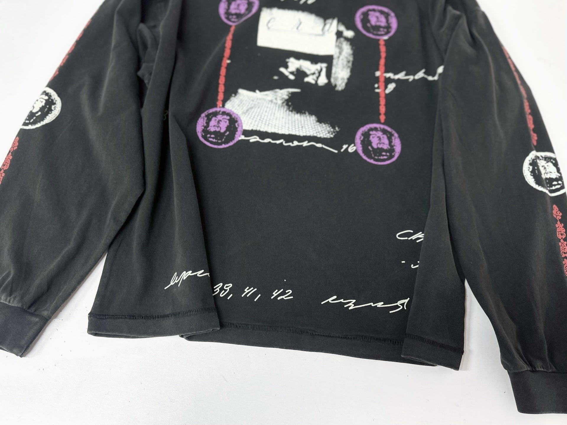 ER* Sleeve Print Washed Black Long Sleeve Shirt™