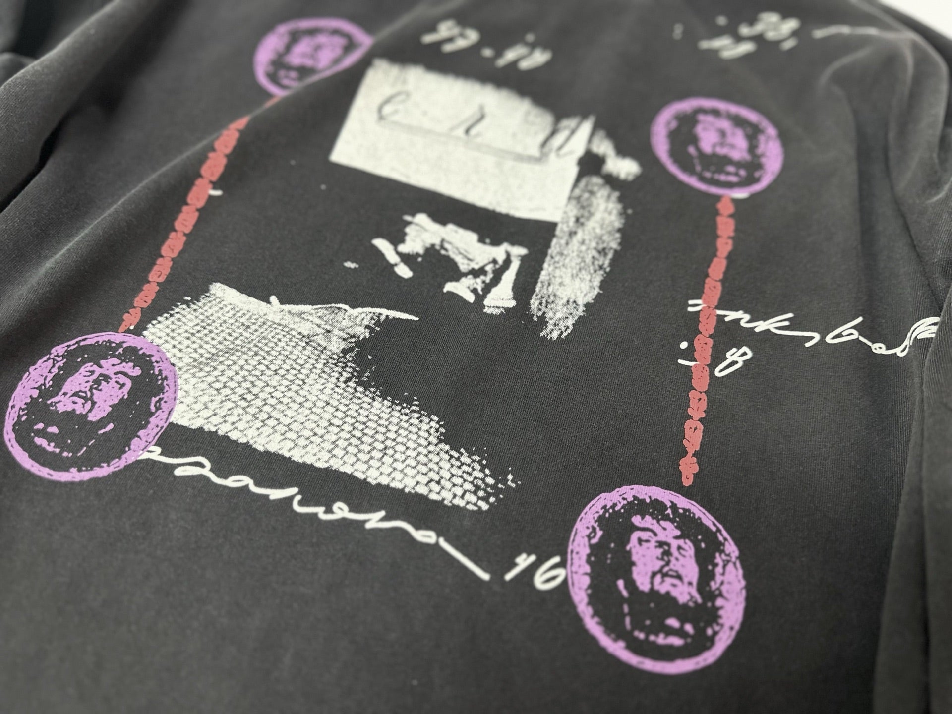ER* Sleeve Print Washed Black Long Sleeve Shirt™