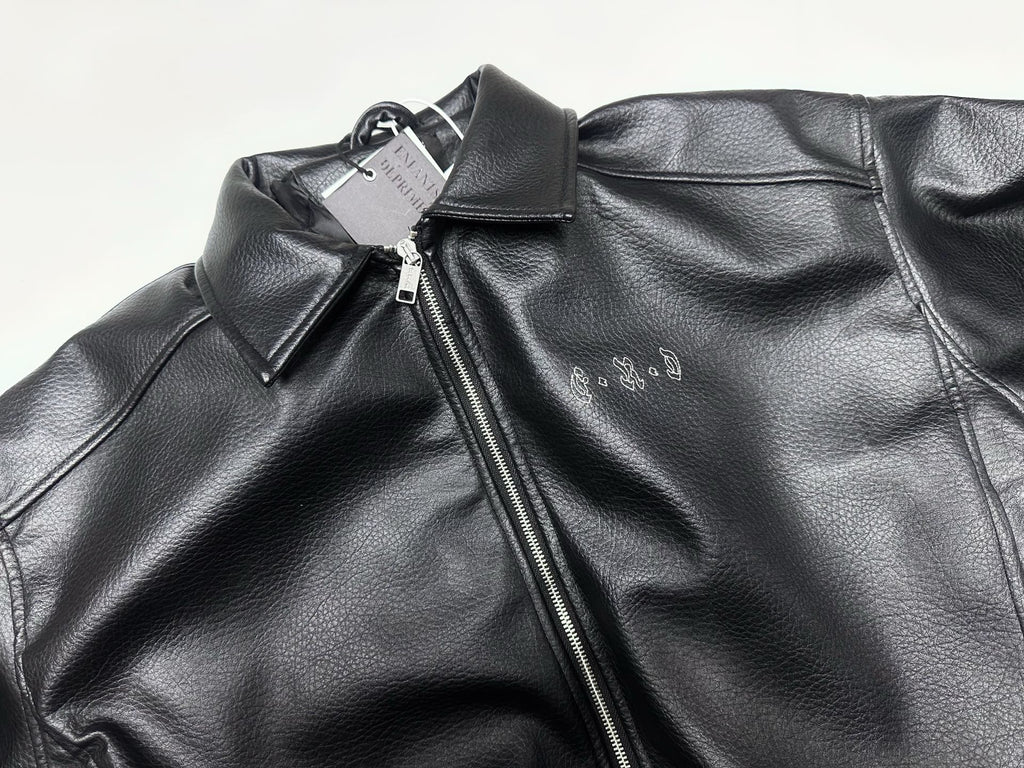 ER* Painter's Wives Black Leather Bomber Jacket™