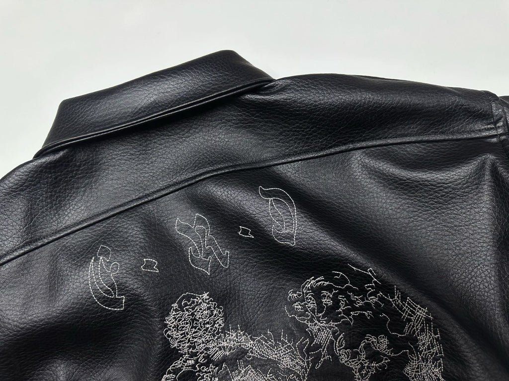 ER* Painter's Wives Black Leather Bomber Jacket™