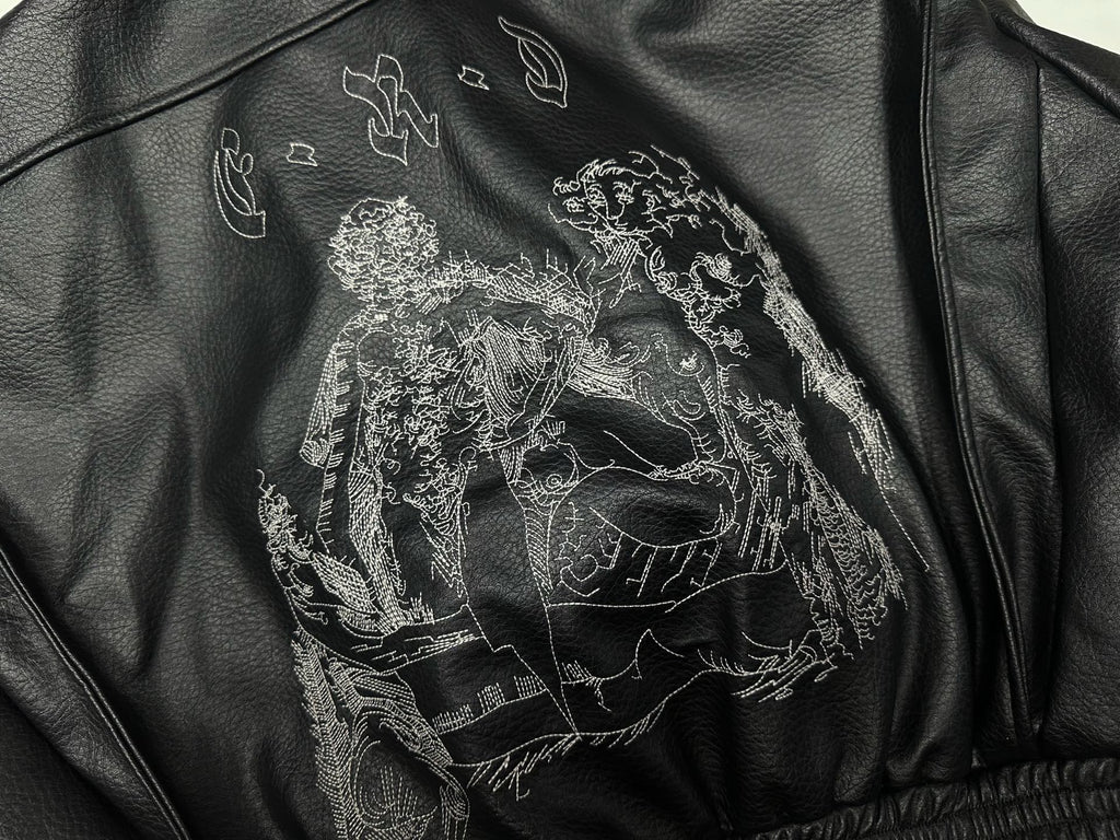 ER* Painter's Wives Black Leather Bomber Jacket™