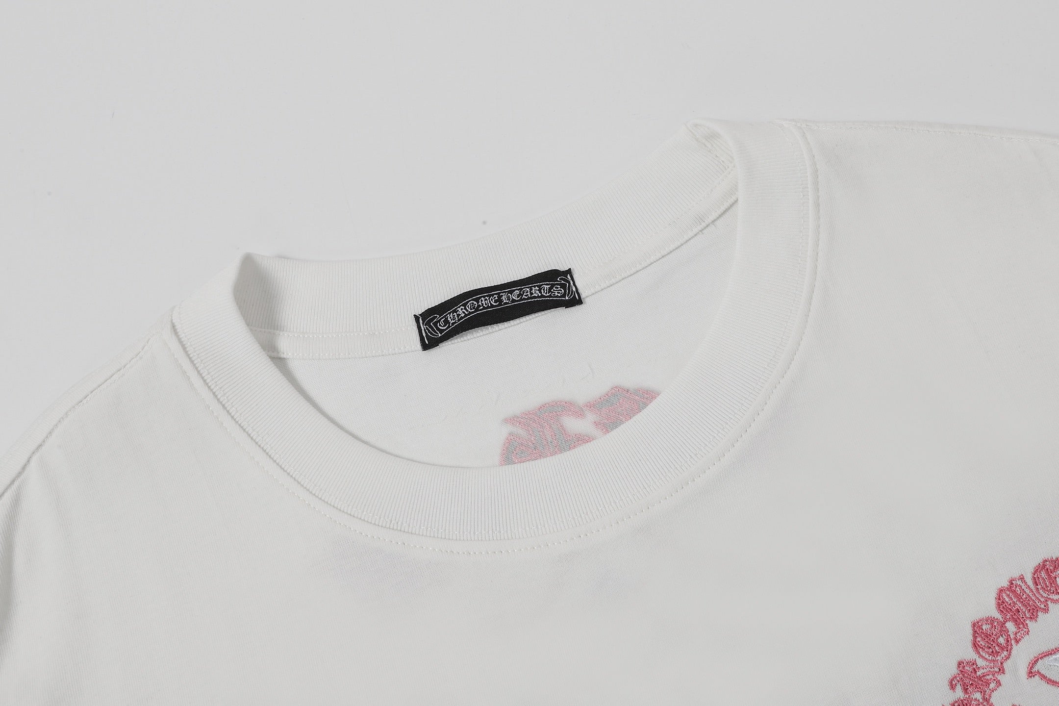 Pink & White Embroidered Cross White T-Shirt™