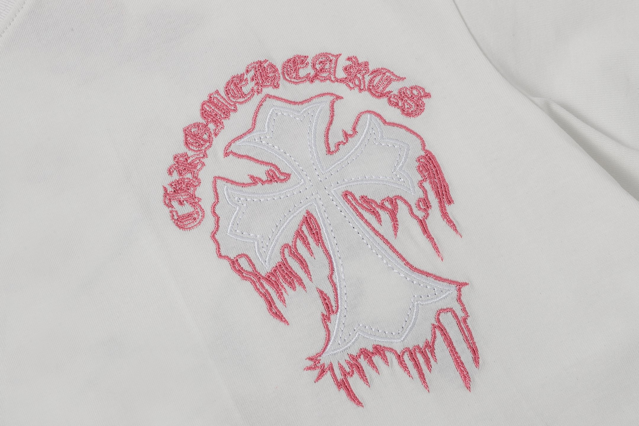 Pink & White Embroidered Cross White T-Shirt™