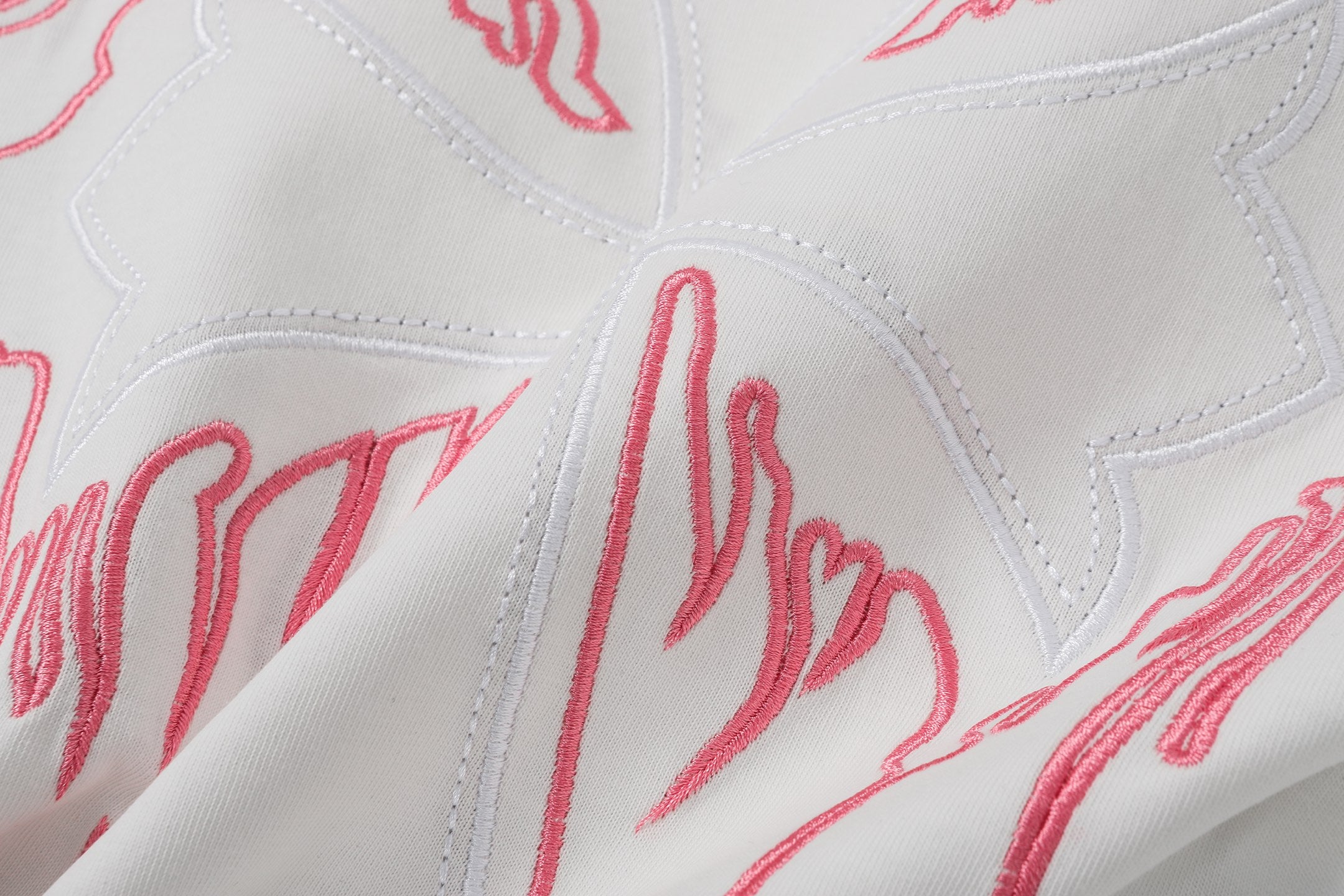 Pink & White Embroidered Cross White T-Shirt™