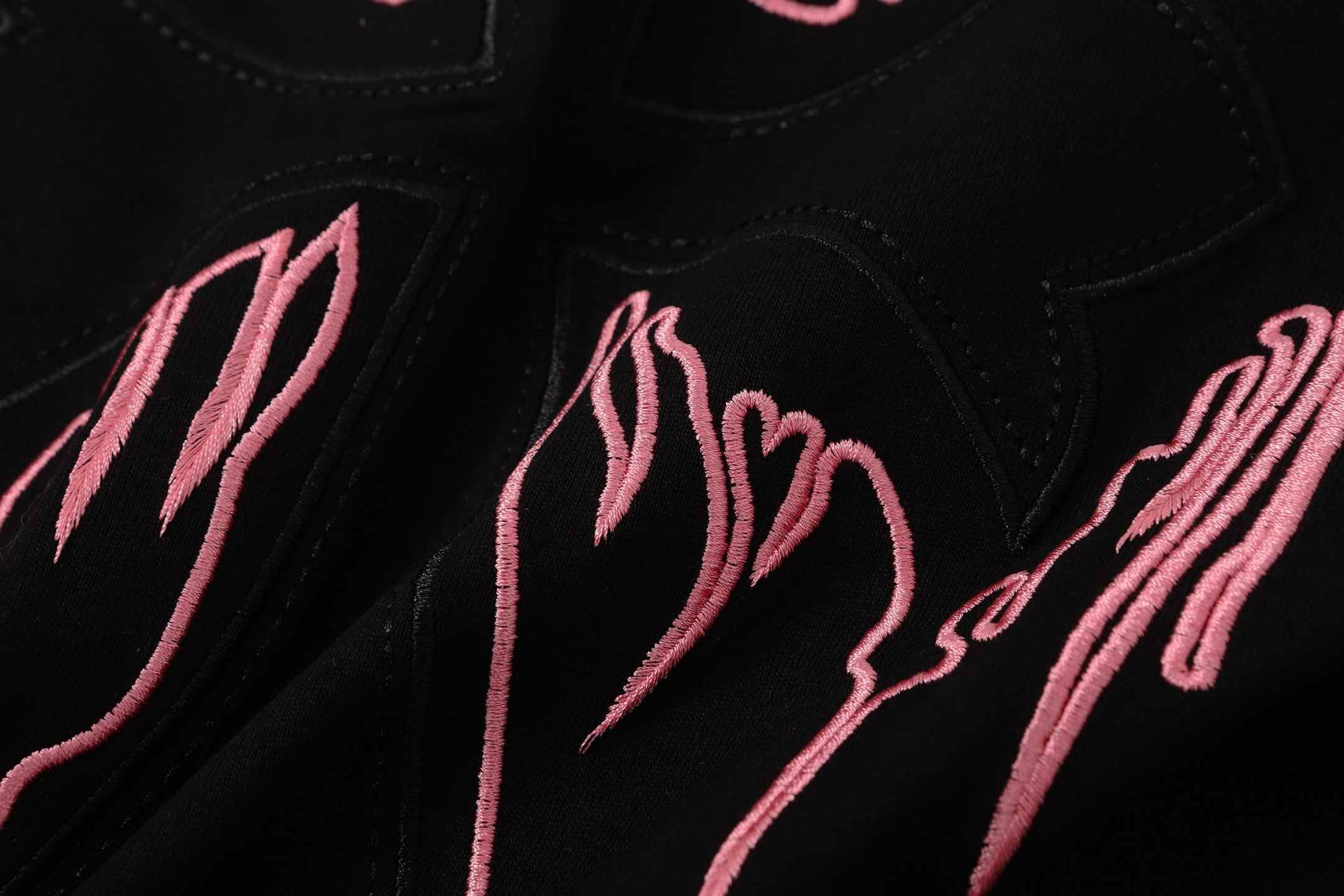 Pink & Black Embroidered Cross Black T-Shirt™