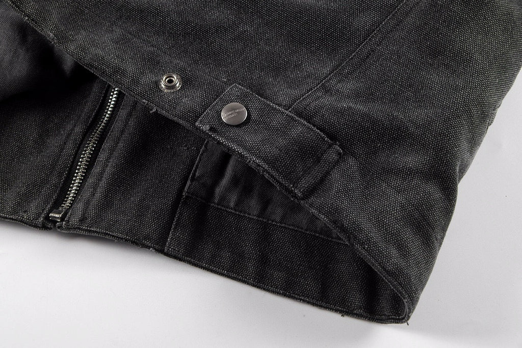 ER* Distressed Back Graphic Black Work Jacket™