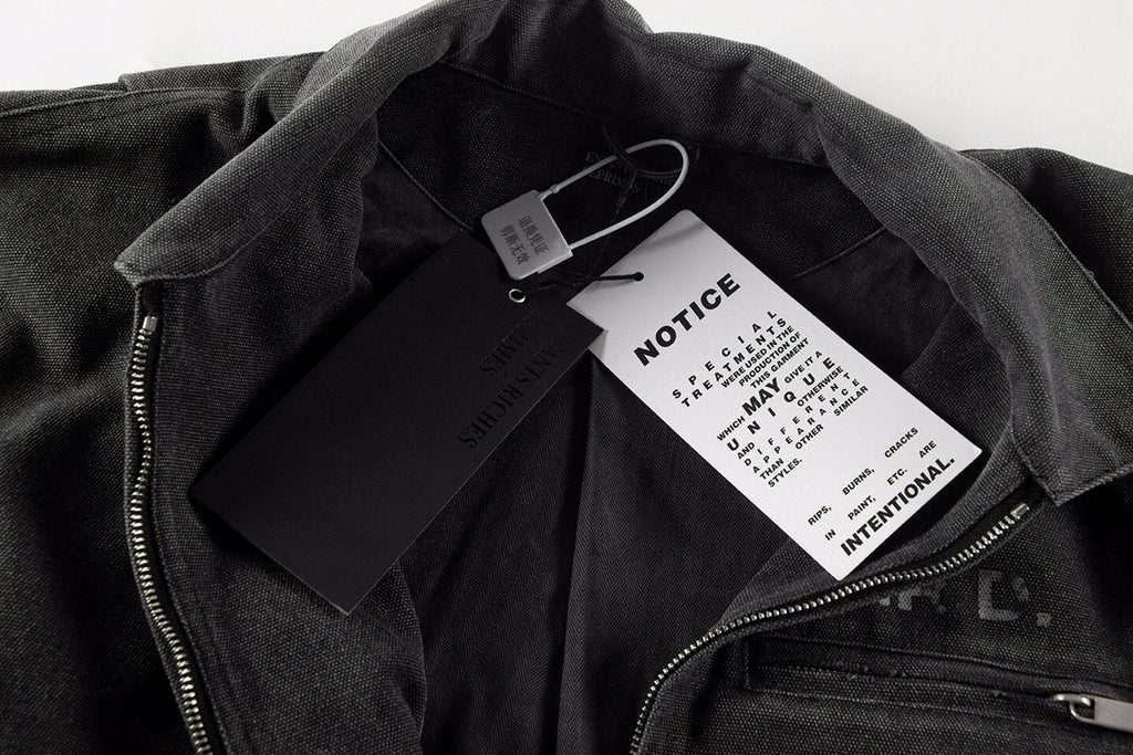 ER* Distressed Back Graphic Black Work Jacket™