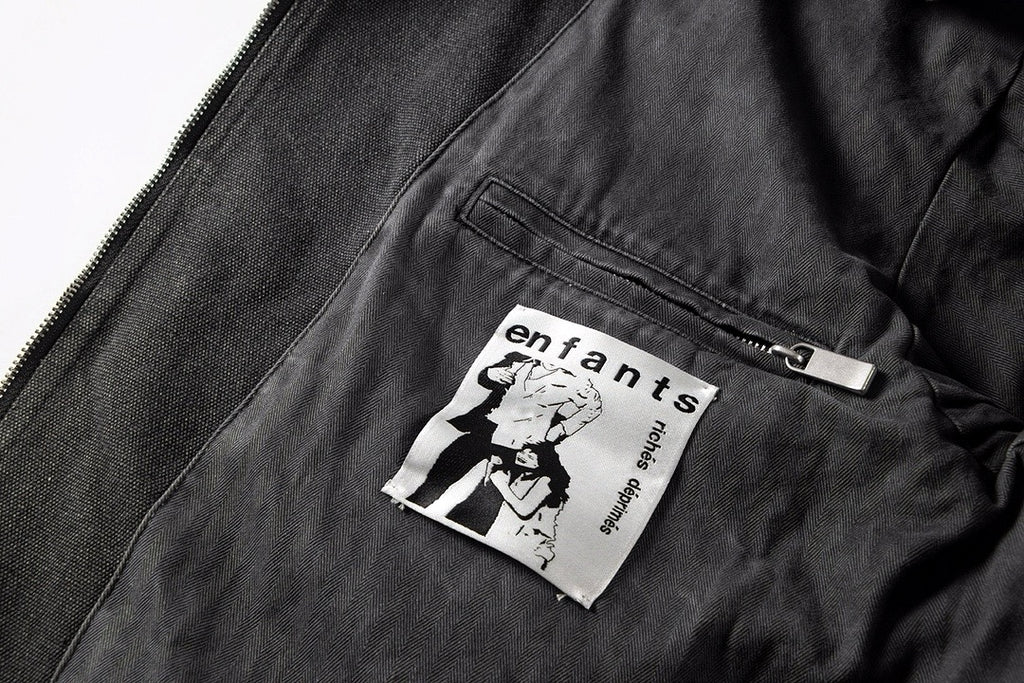 ER* Distressed Back Graphic Black Work Jacket™