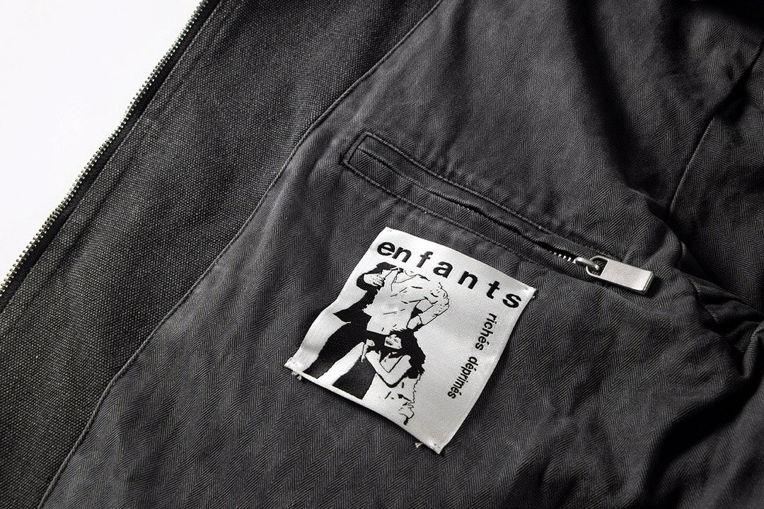 ER* Distressed Back Graphic Black Work Jacket™