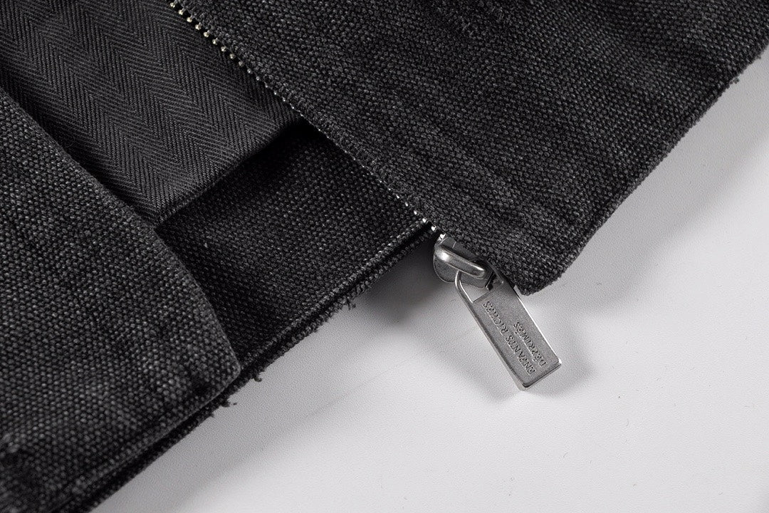 ER* Distressed Back Graphic Black Work Jacket™