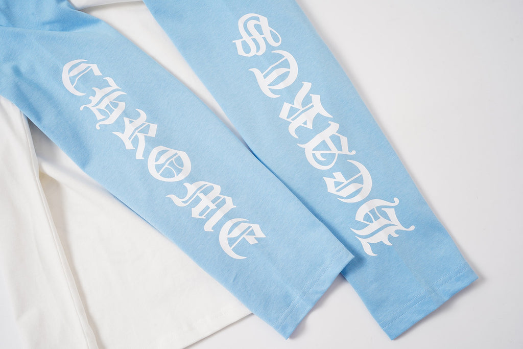 Typography Logo Light Blue & White Long Sleeve™