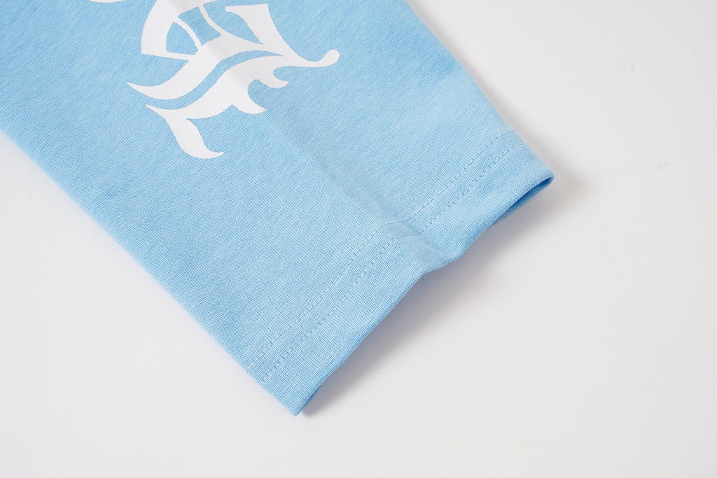 Typography Logo Light Blue & White Long Sleeve™
