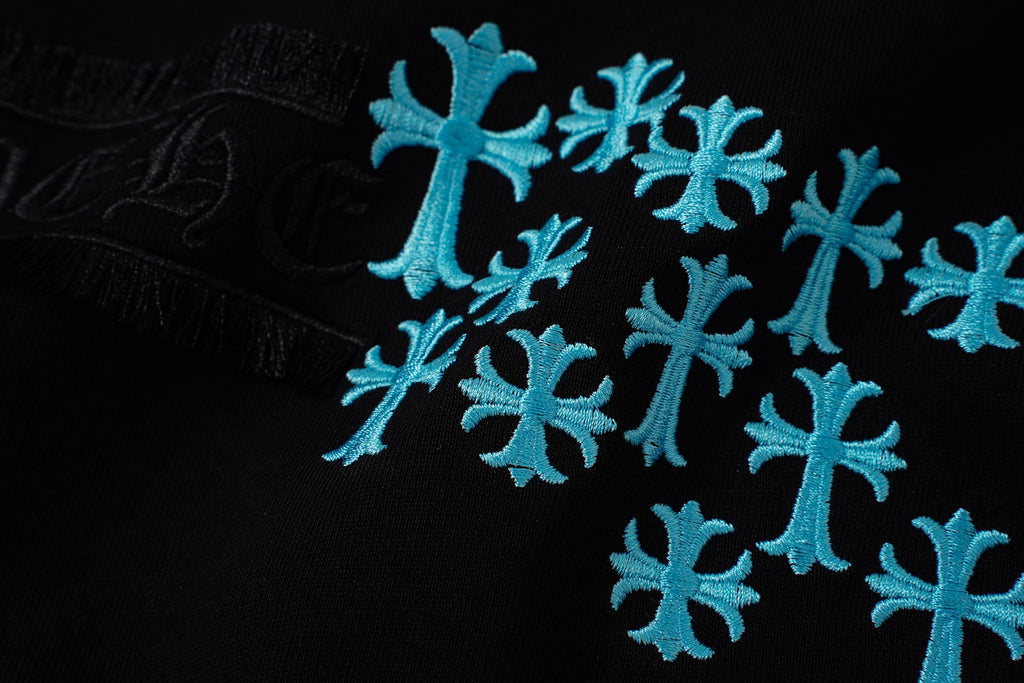 Turquoise Cross Scatter Black T-Shirt™