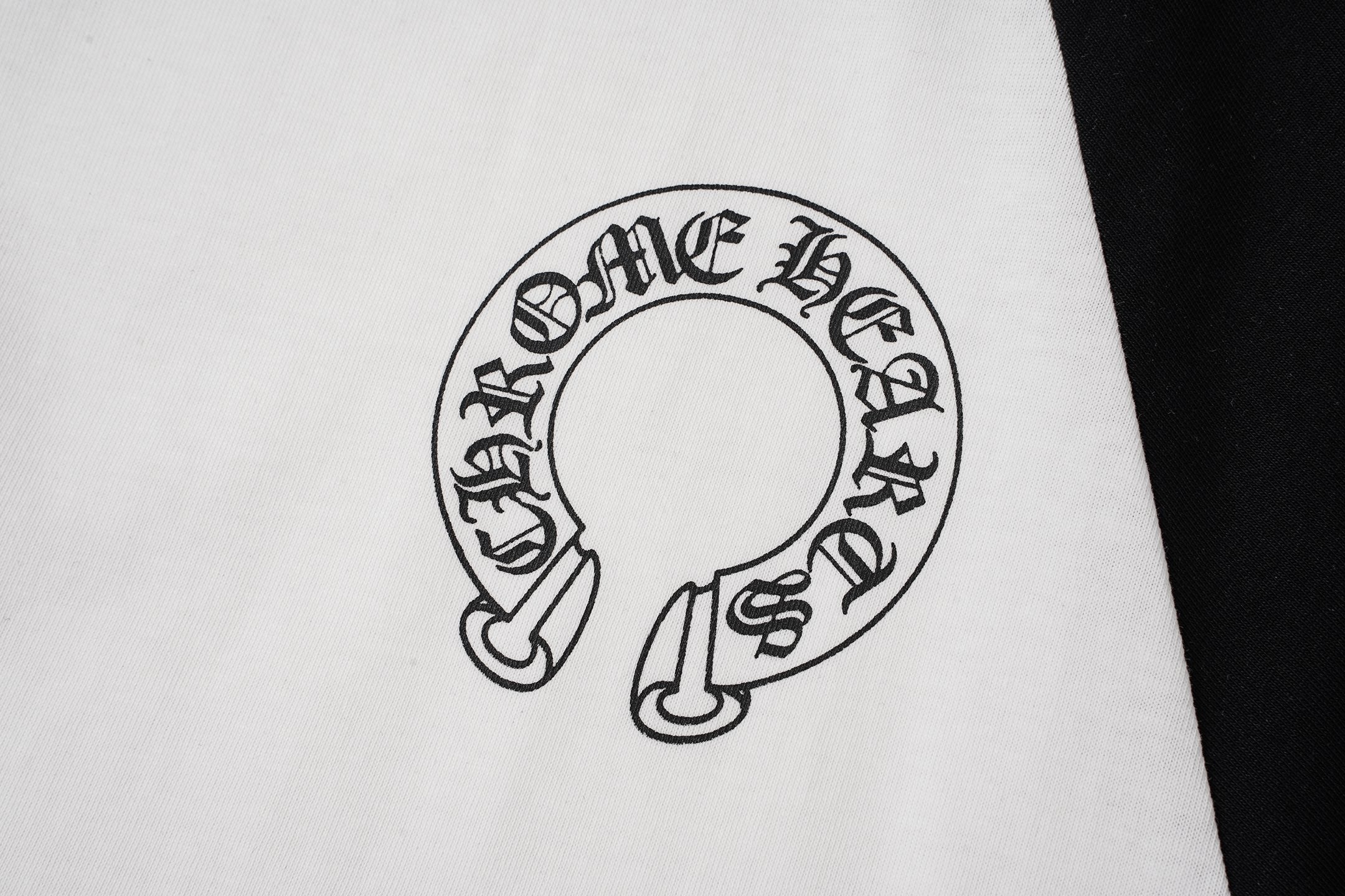 Black Sleeve Horseshoe White T-Shirt™
