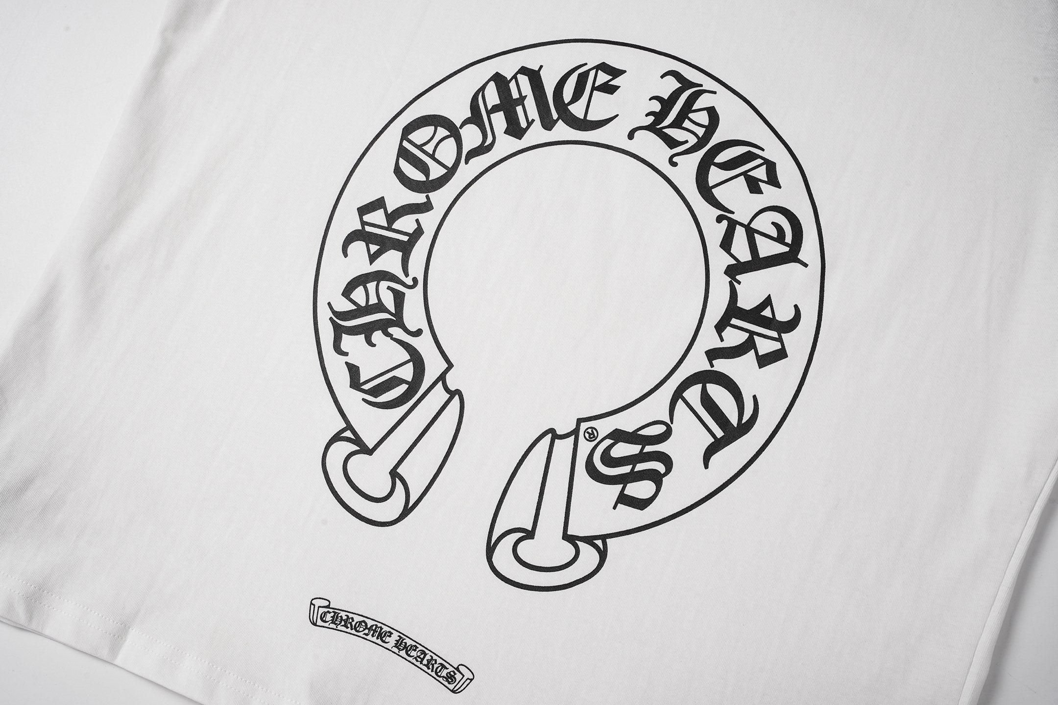 Black Sleeve Horseshoe White T-Shirt™