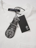 Black Horseshoe Ornate Cross White T-Shirt™