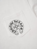 Black Horseshoe Ornate Cross White T-Shirt™