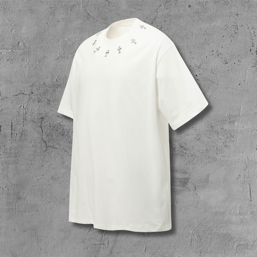 Metal Cross Collar White T-Shirt™