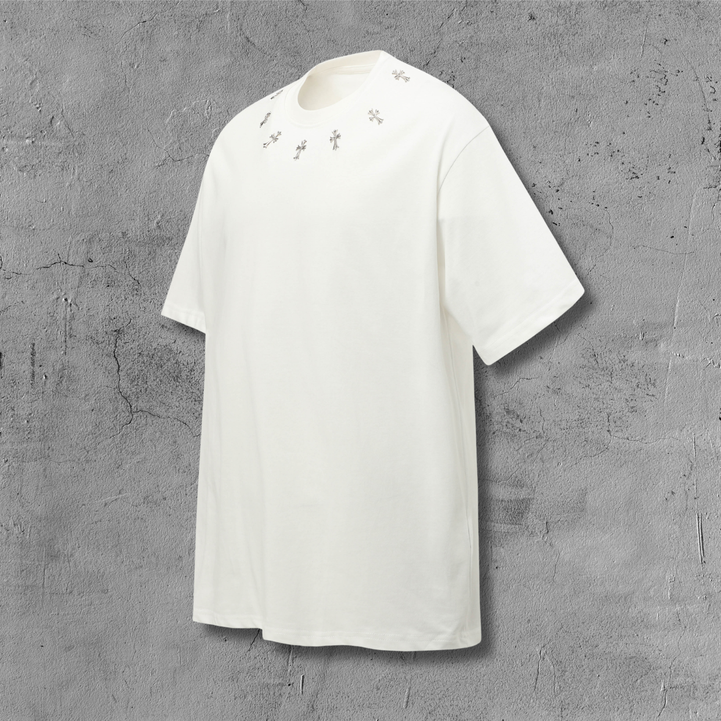 Metal Cross Collar White T-Shirt™