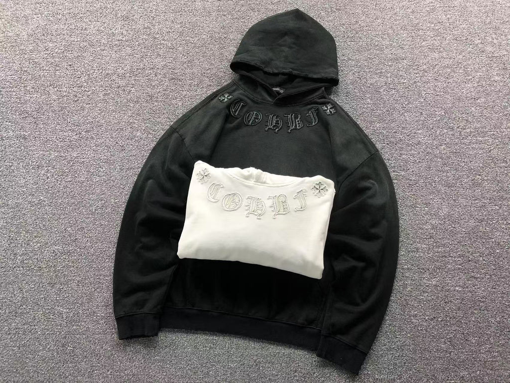 Cross & Horse Shoe Logo Torn Fabric Hoodie™