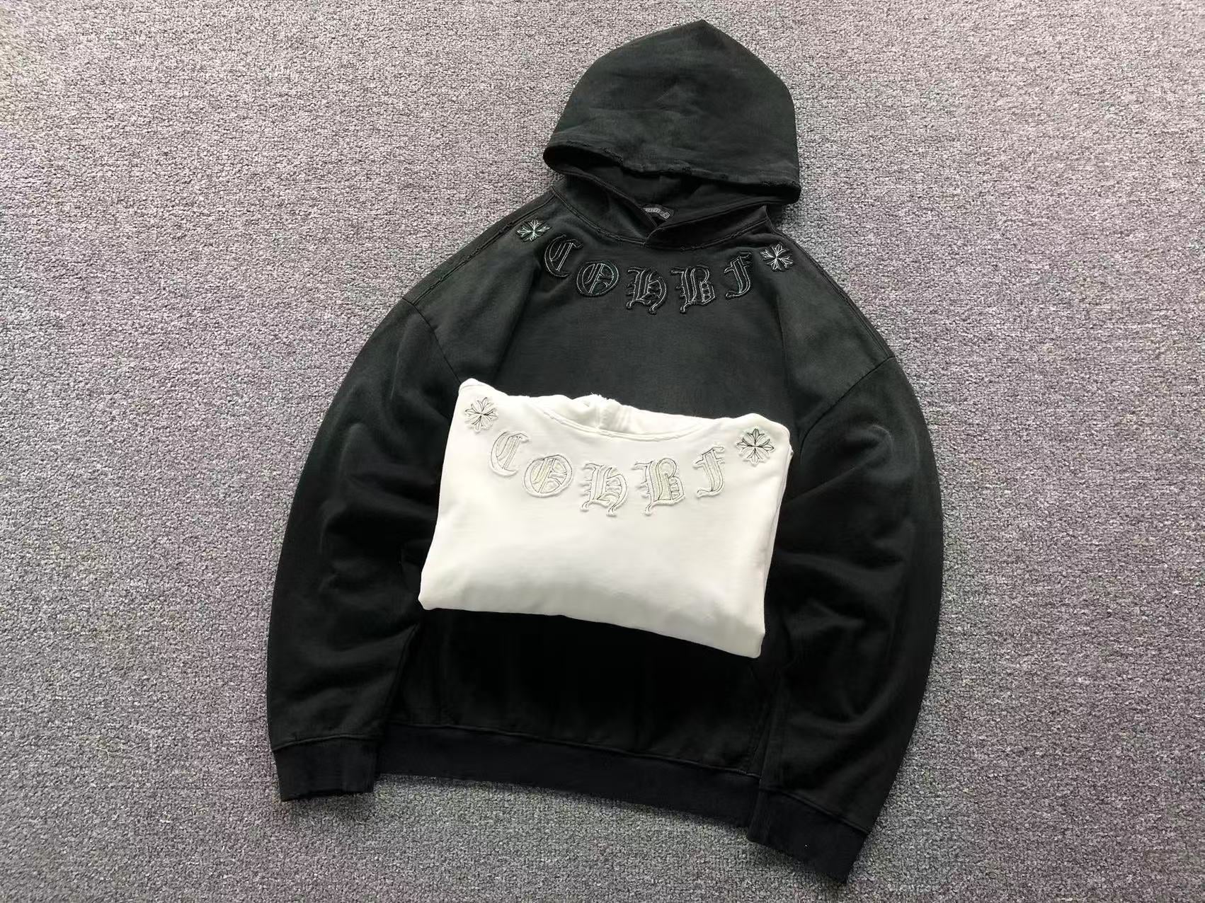 Cross & Horse Shoe Logo Torn Fabric Hoodie™