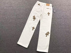 Mattyboy Leopard Cross Patch White Jeans™
