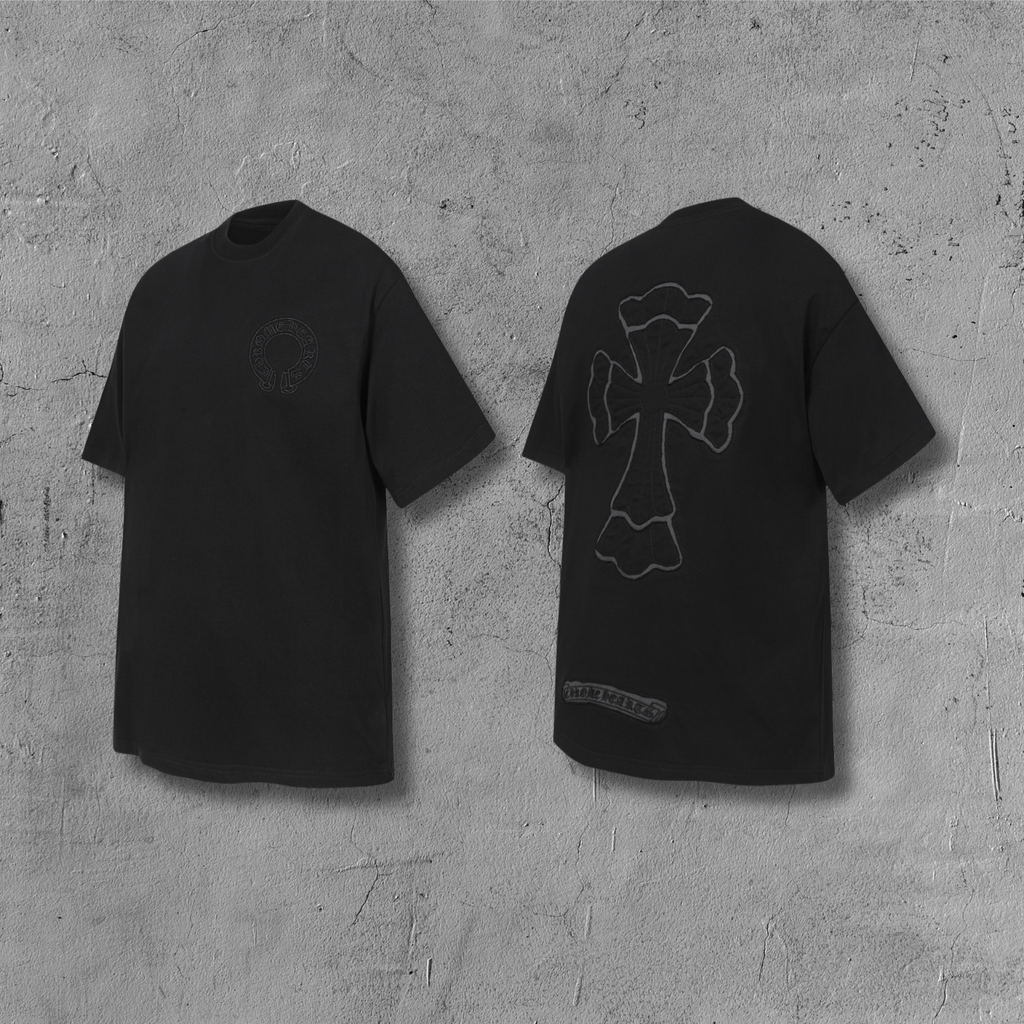 Grey Outline Cross Black T-Shirt™