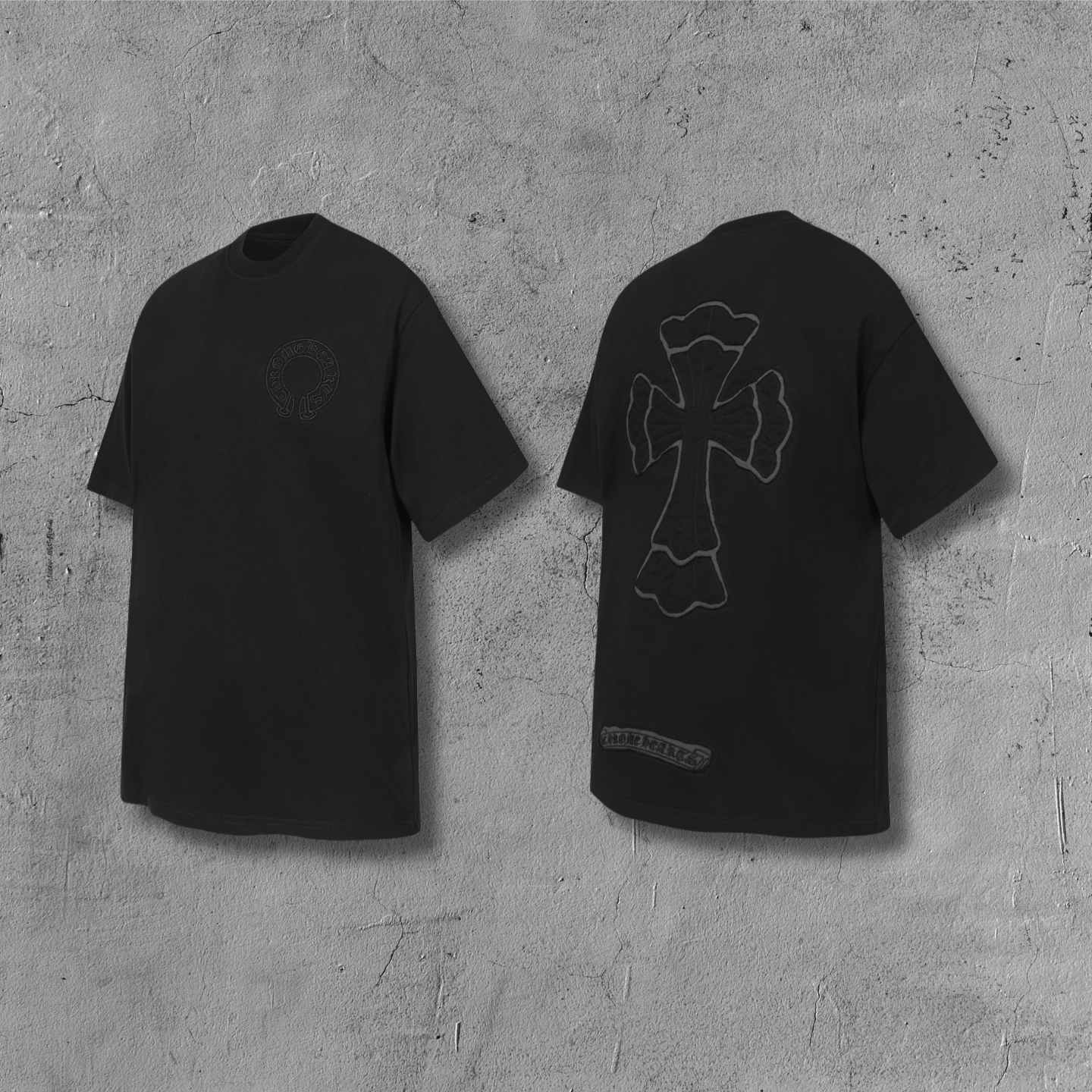 Grey Outline Cross Black T-Shirt™