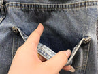 Black & White Cross Patch Light Denim Baggy Jeans™