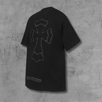 Grey Outline Cross Black T-Shirt™